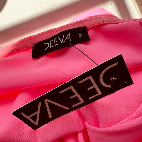 NWT Deeva Neon Hot Pink Fuchsia Strapless Bodysuit Medium - Picture 6 of 11